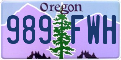 OR license plate 989FWH