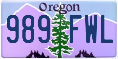 OR license plate 989FWL