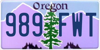 OR license plate 989FWT
