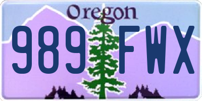 OR license plate 989FWX