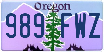 OR license plate 989FWZ