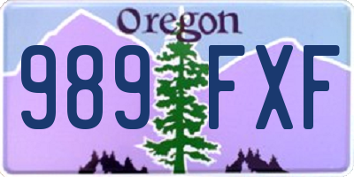 OR license plate 989FXF