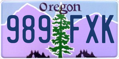 OR license plate 989FXK