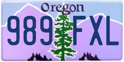 OR license plate 989FXL