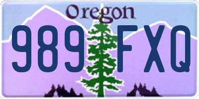 OR license plate 989FXQ