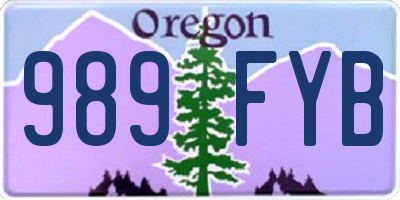 OR license plate 989FYB