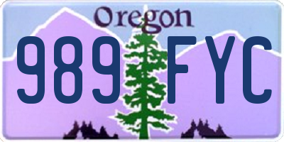 OR license plate 989FYC