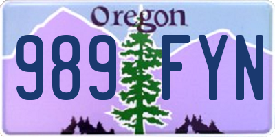 OR license plate 989FYN
