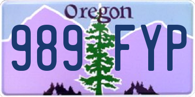 OR license plate 989FYP