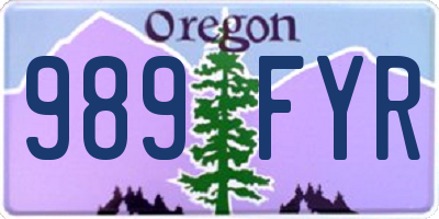 OR license plate 989FYR