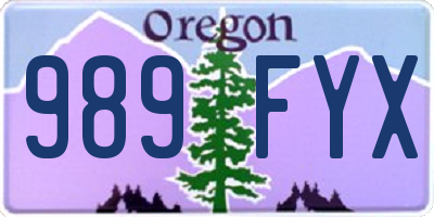 OR license plate 989FYX
