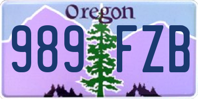 OR license plate 989FZB