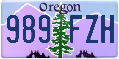 OR license plate 989FZH