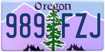 OR license plate 989FZJ