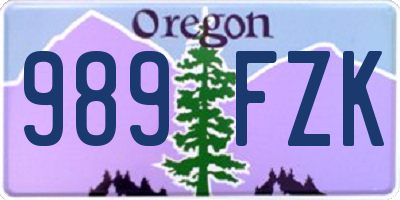 OR license plate 989FZK