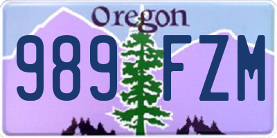 OR license plate 989FZM