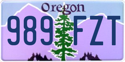 OR license plate 989FZT