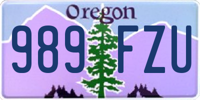 OR license plate 989FZU