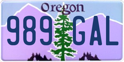 OR license plate 989GAL