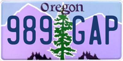 OR license plate 989GAP