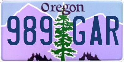 OR license plate 989GAR