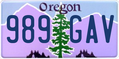 OR license plate 989GAV