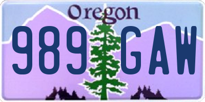 OR license plate 989GAW