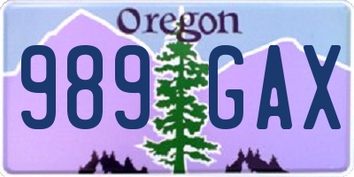 OR license plate 989GAX