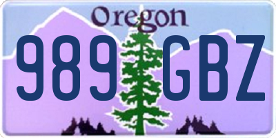 OR license plate 989GBZ