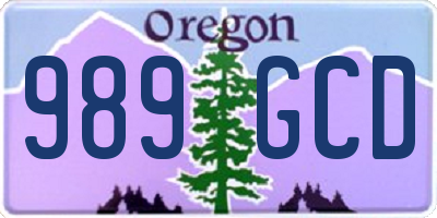 OR license plate 989GCD