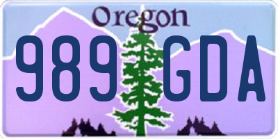 OR license plate 989GDA