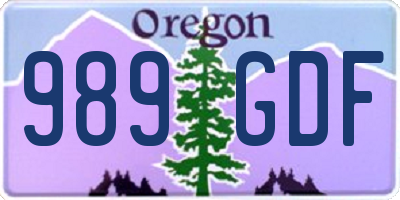 OR license plate 989GDF