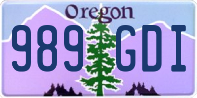 OR license plate 989GDI