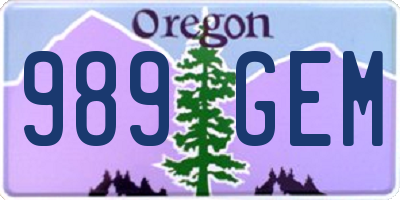 OR license plate 989GEM