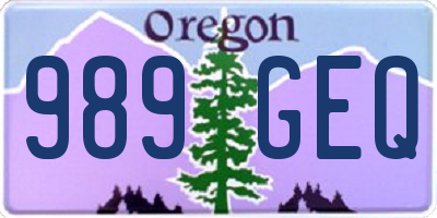 OR license plate 989GEQ
