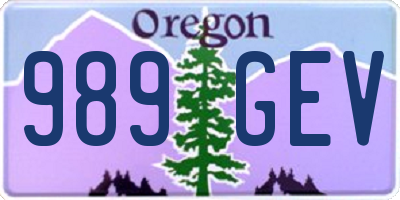 OR license plate 989GEV
