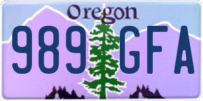 OR license plate 989GFA