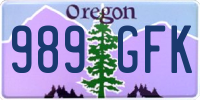 OR license plate 989GFK