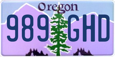 OR license plate 989GHD