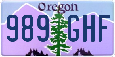 OR license plate 989GHF