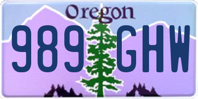 OR license plate 989GHW