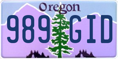 OR license plate 989GID