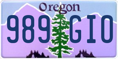 OR license plate 989GIO