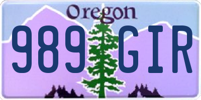OR license plate 989GIR