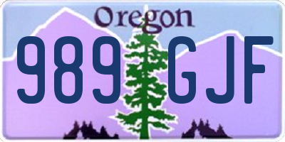OR license plate 989GJF