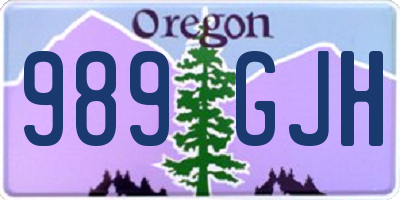 OR license plate 989GJH