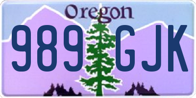 OR license plate 989GJK