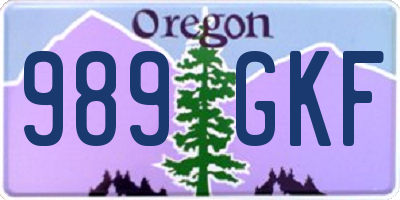 OR license plate 989GKF