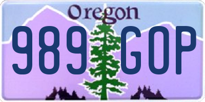 OR license plate 989GOP