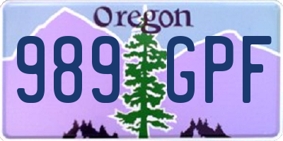 OR license plate 989GPF